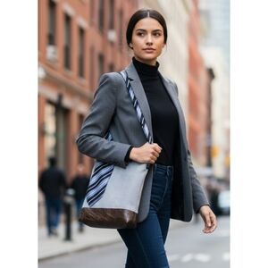 Unique Handmade Men's tie Shoulder bag Gray